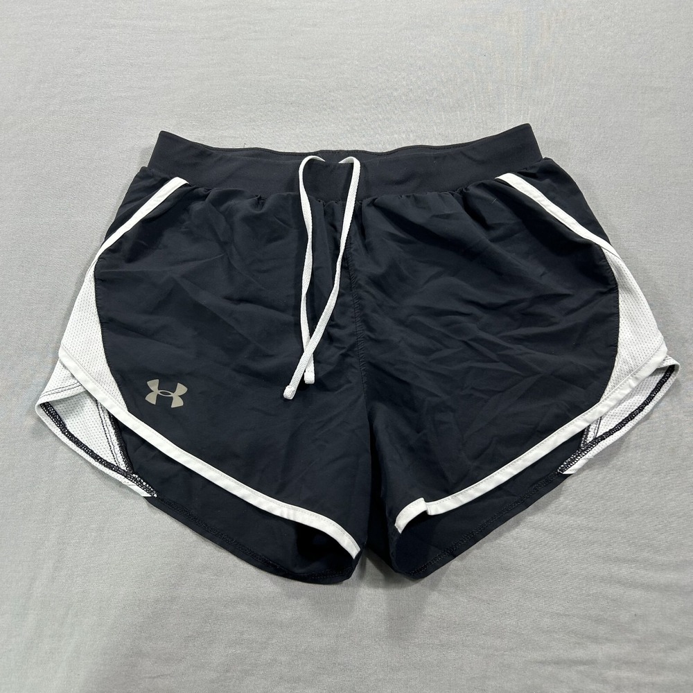 Under Armour UA‎ Fly-By Shorts Women Small Black Running Gym Lined 3.5" Inseam